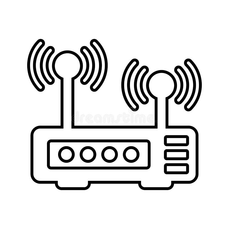 Router, Network Outline Icon. Line Art Vector Stock Vector
