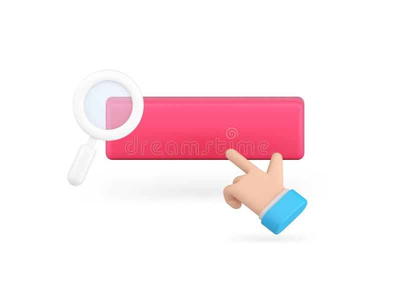Internet search engine optimization information finding field bar click 3d icon realistic vector royalty free illustration