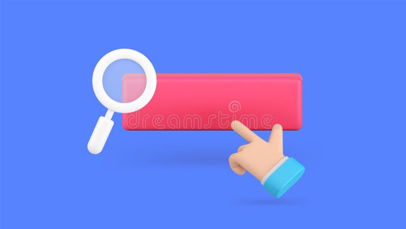 Internet search engine optimization information finding field bar click 3d icon realistic vector royalty free illustration