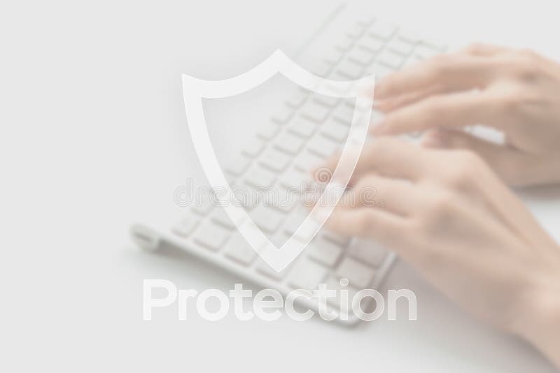 Internet security computer data symbol on blured keyboard background. Hacker attack and data breach, information leak stock photos