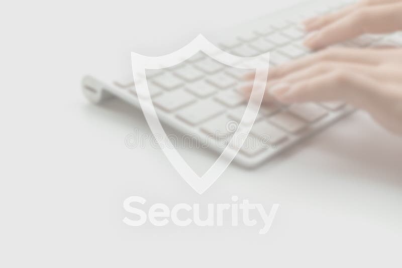 Internet security computer data symbol on blured keyboard background. Hacker attack and data breach, information leak stock photos