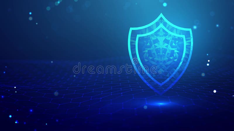 Internet security for computer, vpn safety cyber shield concept. Data security illustration protection shield. Privacy stock illustration