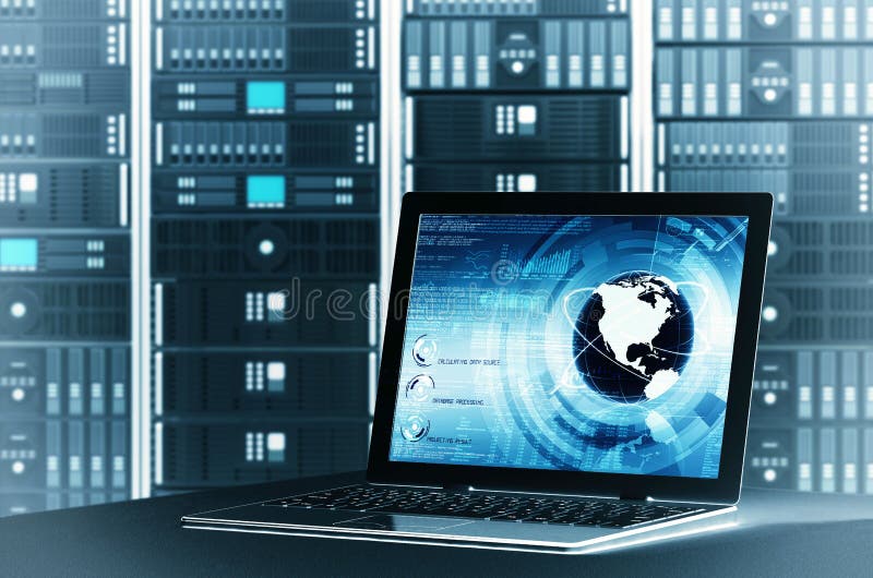 Internet server laptop royalty free stock image