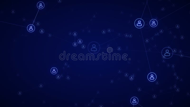 Global connection. Looping zoom in animation. Lines connecting people. Blue Type 2 royalty free illustration