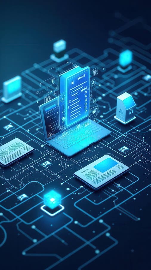 Internet Technology Concept. Document Management System (DMS). Automation software to archiving and efficiently stock image