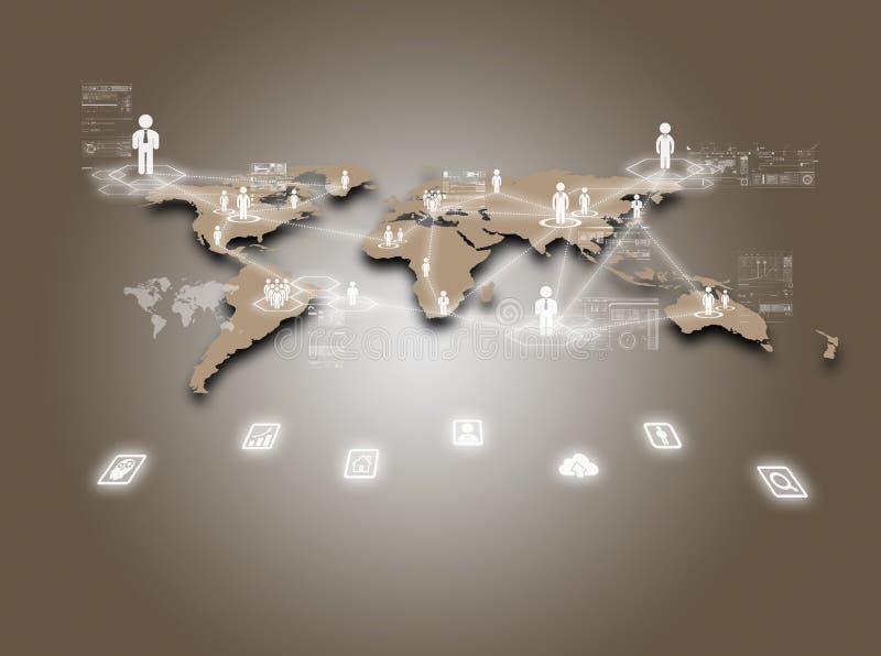 Internet technology concept of global business or social network connection with icon. Global network connection map stock images, royalty-free photos and pictures