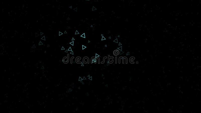 Internet of things concept. Big data computing background matrix curtain of shimmering triangles on black. vector illustration