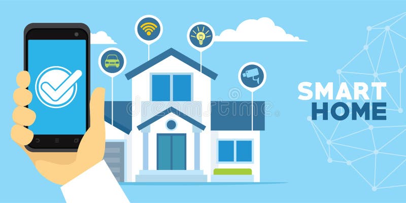 Internet of things concept with human hand holding smartphone vector illustration royalty free illustration Internet of things concept with human hand holding smartphone vector illustration royalty free illustration