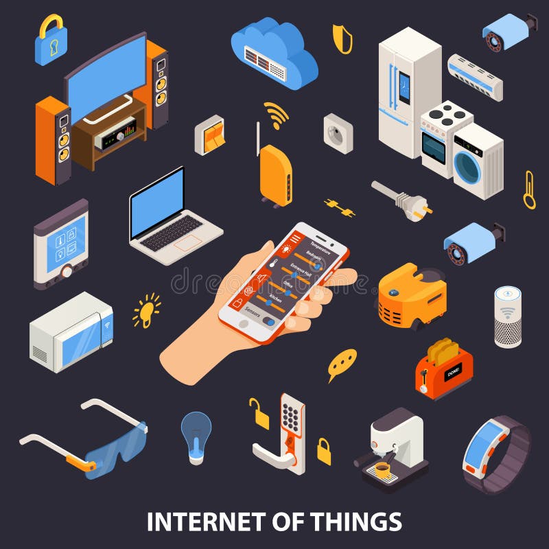 Internet Of Things Control Isometric Poster stock illustration