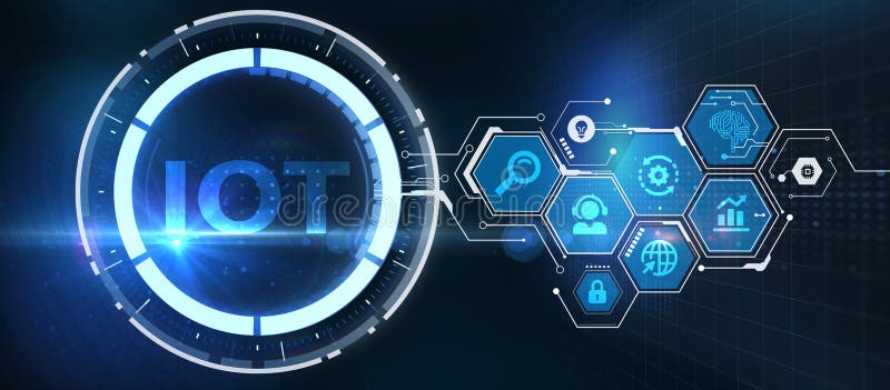 Internet of things - IOT concept. Businessman offer IOT products and solutions stock illustration