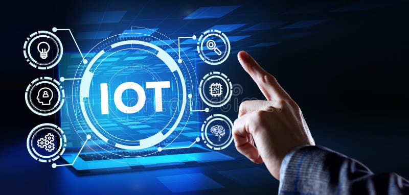 Internet of things - IOT concept. Businessman offer IOT products and solutions royalty free stock photography