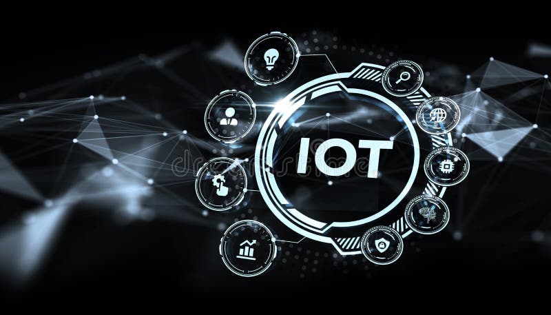 Internet of things - IOT concept. Businessman offer IOT products and solutions royalty free illustration