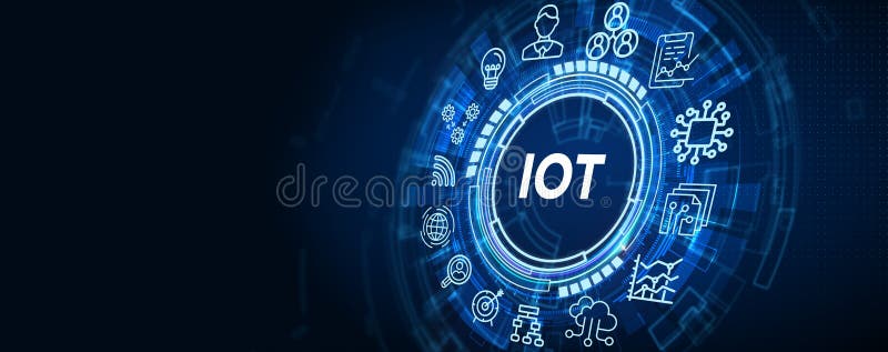 Internet of things - IOT concept. Businessman offer IOT products and solutions vector illustration