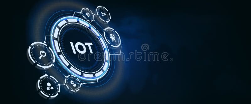 Internet of things - IOT concept. Businessman offer IOT products and solutions royalty free illustration
