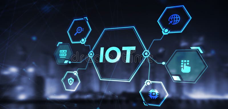 Internet of things - IOT concept. Businessman offer IOT products and solutions vector illustration