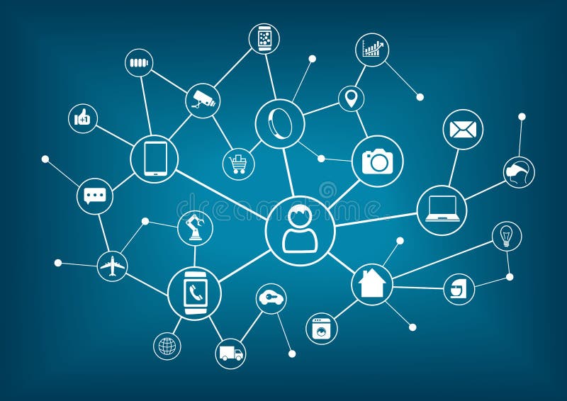 Internet of things (IoT) and networking concept for connected devices. royalty free illustration