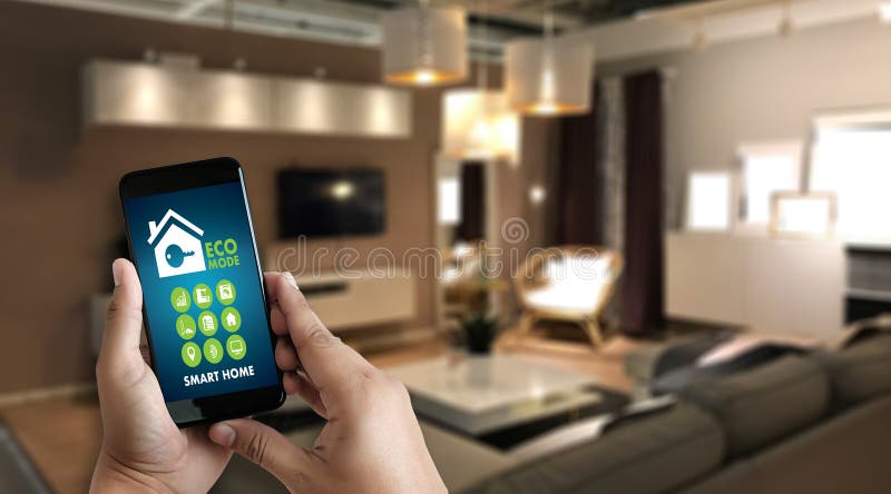 Internet of things iot Remote home control to modern living r stock images
