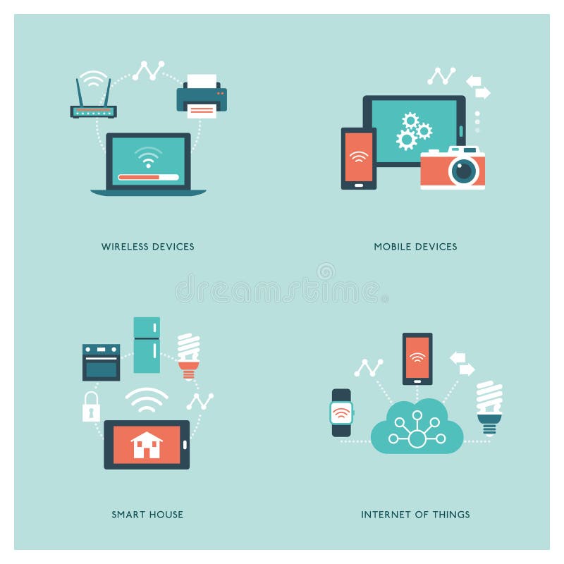 Internet of things and smart devices stock illustration