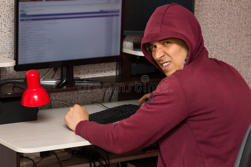 Internet Troll Is Mean At The Computer Stock Photo - Download