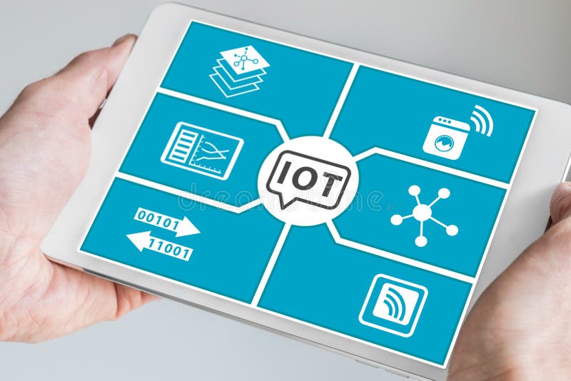Internet van dingen (IoT) concept Hand die moderne smartphone houden royalty-vrije stock foto's Internet van dingen (IoT) concept Hand die moderne smartphone houden royalty-vrije stock foto's