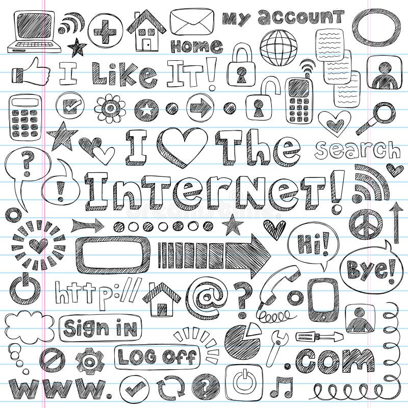 Internet Web Ikonen Computer Fluchtige Gekritzel Stellten Ein Vektor Abbildung Illustration Von Informationen Borduhr 24061469