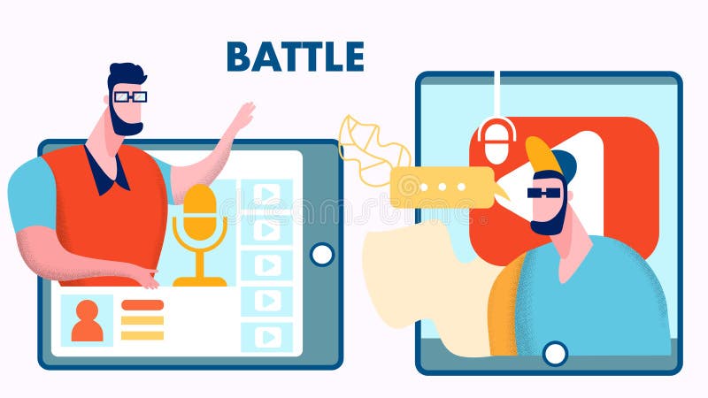 Internetowej Blogger bitwy Wektorowa Płaska ilustracja ilustracji