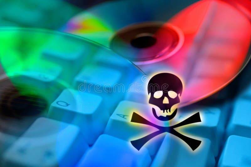 Internetpiratkopiering - olagligt varumärkesmissbruk - brottslighet - DVD Co arkivbild Internetpiratkopiering - olagligt varumärkesmissbruk - brottslighet - DVD Co arkivbild