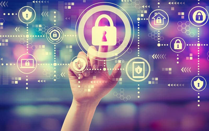 Internetsicherheit mit der Hand lizenzfreie stockbilder Internetsicherheit mit der Hand lizenzfreie stockbilder