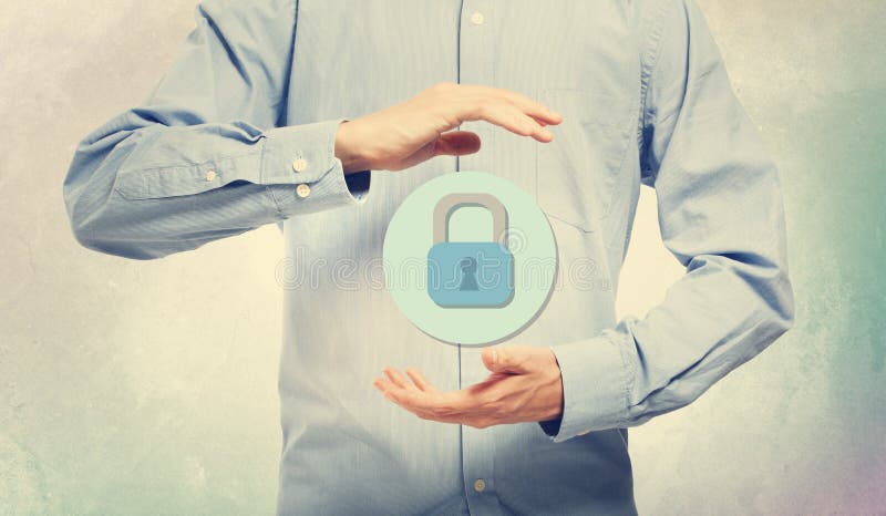 Internetsicherheit mit Geschäftsmann lizenzfreie stockfotos Internetsicherheit mit Geschäftsmann lizenzfreie stockfotos