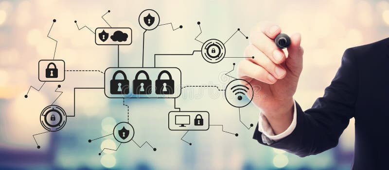 Internetsicherheitsthema mit Gesch?ftsmann lizenzfreie stockfotos Internetsicherheitsthema mit Gesch?ftsmann lizenzfreie stockfotos