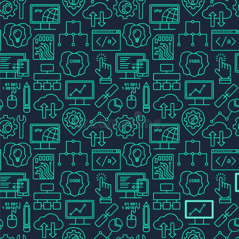 Internetteknologi och programmera sömlös bakgrund stock illustrationer Internetteknologi och programmera sömlös bakgrund stock illustrationer