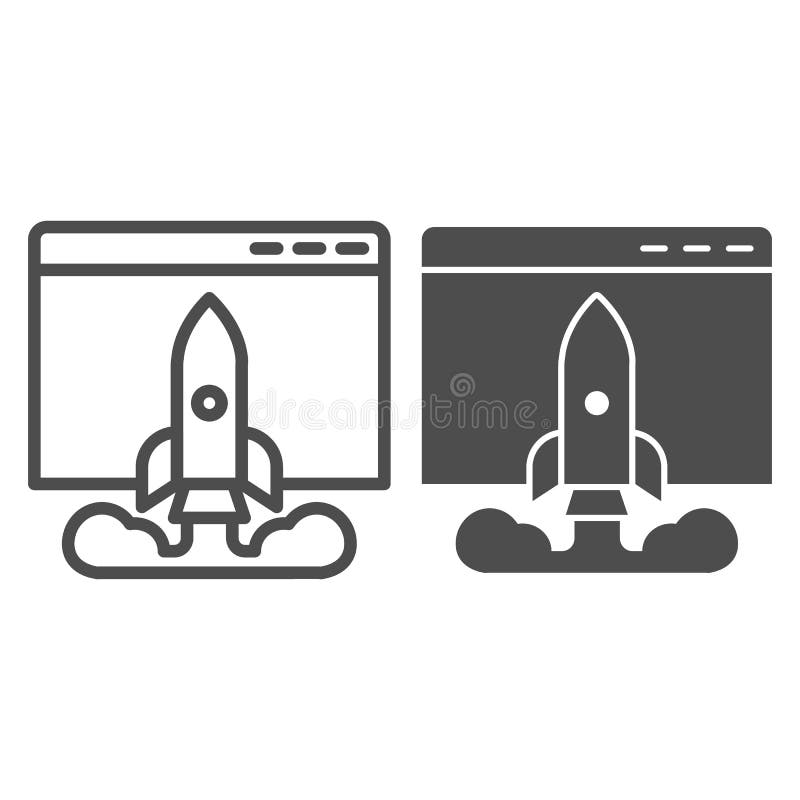 Internet启动浏览器窗口行和实体图标 火箭发射网页 信息技术向量设计 皇族释放例证 Internet启动浏览器窗口行和实体图标 火箭发射网页 信息技术向量设计 皇族释放例证