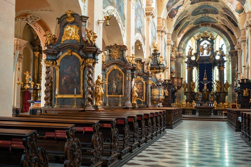 Interno del monastero di strahov nella storica città di praga centrale della bohemia czech fotografia stock