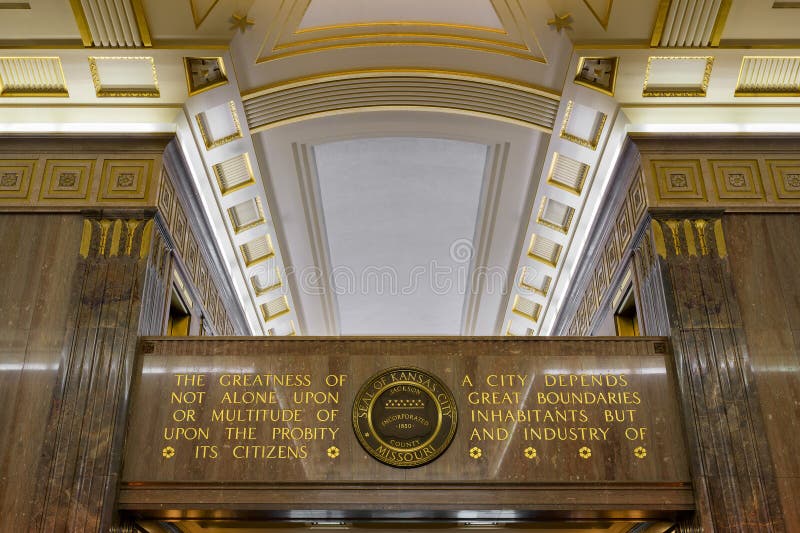 Interno del municipio di kansas fotografie stock libere da diritti