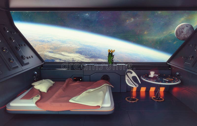 Interno della camera da letto di fantascienza immagini stock libere da diritti