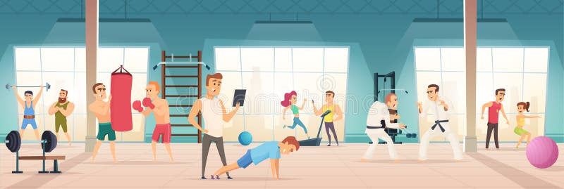 Interno della palestra Dentro della bicicletta della palla del corpo di stile di vita dei simulatori di sport di allenamento del royalty illustrazione gratis Interno della palestra Dentro della bicicletta della palla del corpo di stile di vita dei simulatori di sport di allenamento del royalty illustrazione gratis