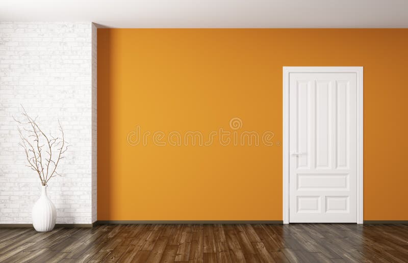 Interno di stanza con la rappresentazione della porta 3d