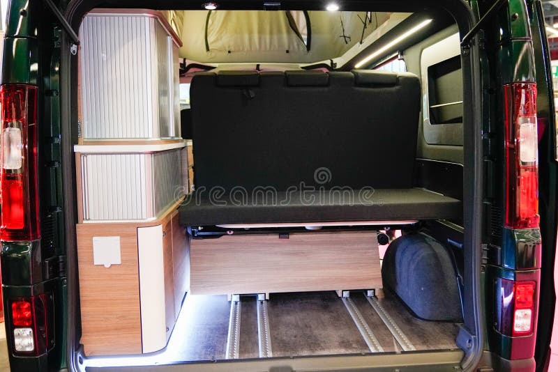 An Interior of recreational vehicle caravanning motoring tourism van camper. An Interior of recreational vehicle caravanning motoring tourism van camper
