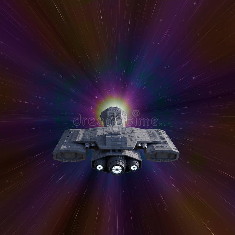 Interplanetary Future Spaceship Entering Hyperspace