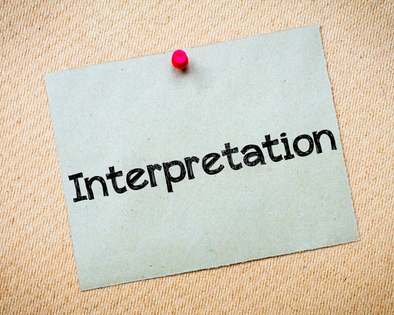 interpretation message recycled paper note pinned cork board concept image 52024597