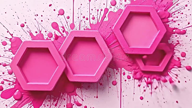 Interprétation géométrique abstraite rose dynamique formes hexagonales courbes dans l'espace 3D fond texturé illustration de vecteur