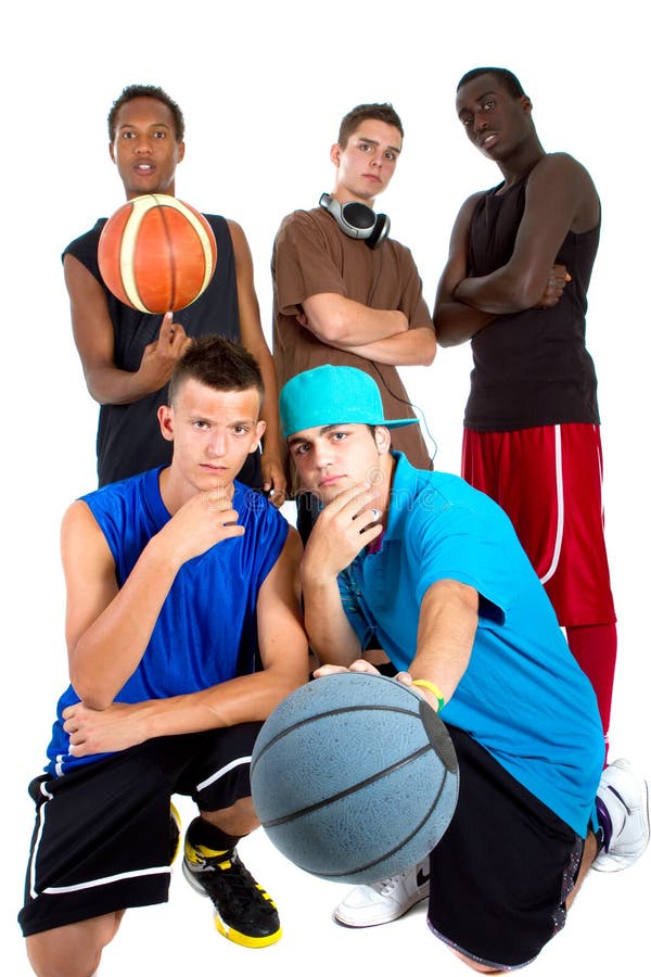 Interracial Basketball team royalty free stock photo
