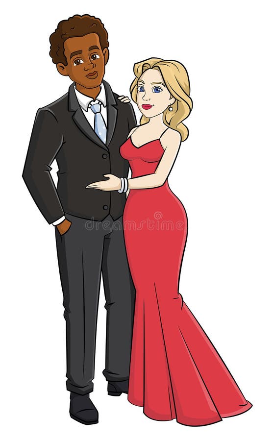Interracial Couple-black Man and Blond White Woman Stock Vector