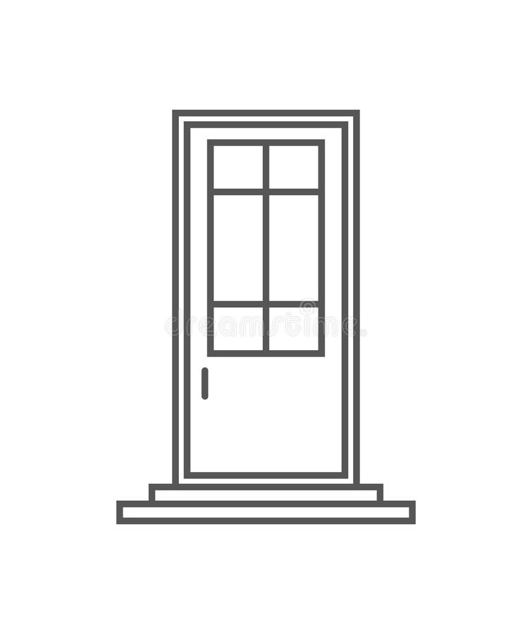 Interroom dörr isolerad symbol i linjär stil vektor illustrationer Interroom dörr isolerad symbol i linjär stil vektor illustrationer
