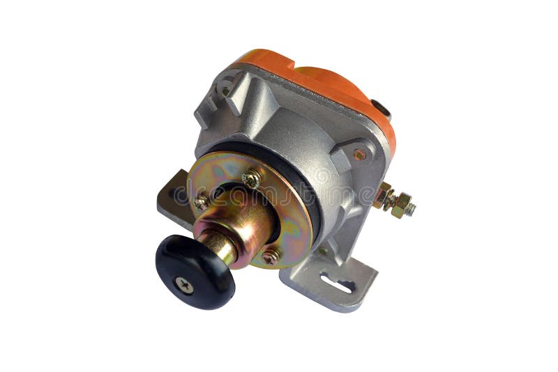 Interruptor de bateria do acumulador do caminhão isolado fotografia de stock