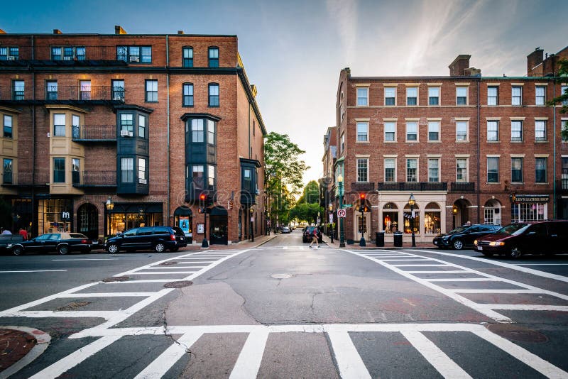 Intersection Along Charles Street in Beacon Hill, Boston, Massachusetts. Editorial Photo Image