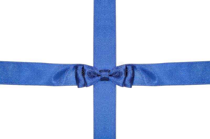 Intersection blue ribbon and satin band with bow royalty free stock images Intersection blue ribbon and satin band with bow royalty free stock images