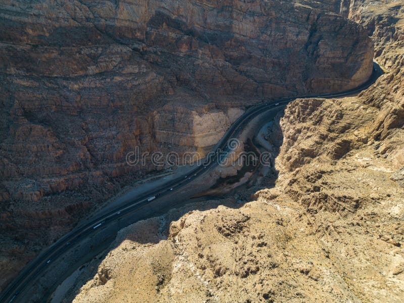 Interstate through the virgin river gorge on the arizona strip aerial image drone image the virgin river gorge and interstate on fotografia de stock royalty free