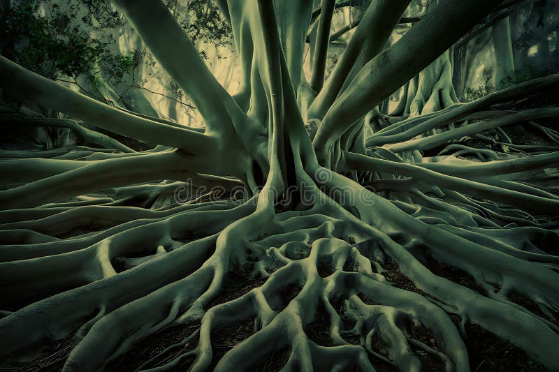 Intertwined Roots of an Ancient Tree royalty free illustration