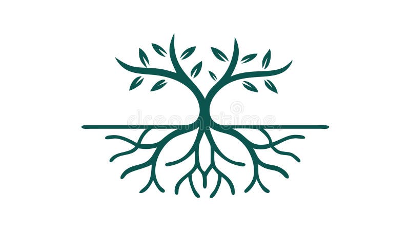 Intertwined Tree Roots, Foundation, Growth, Connection, vector design Generative AI stock illustration